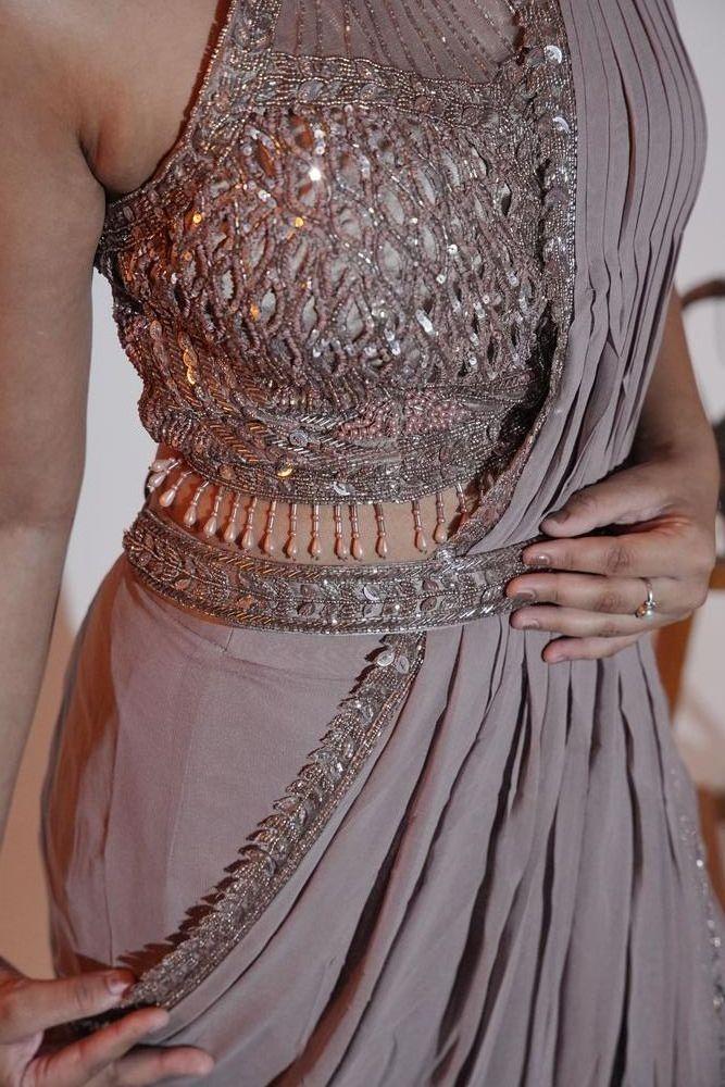 Grey Drape Saree view 4
